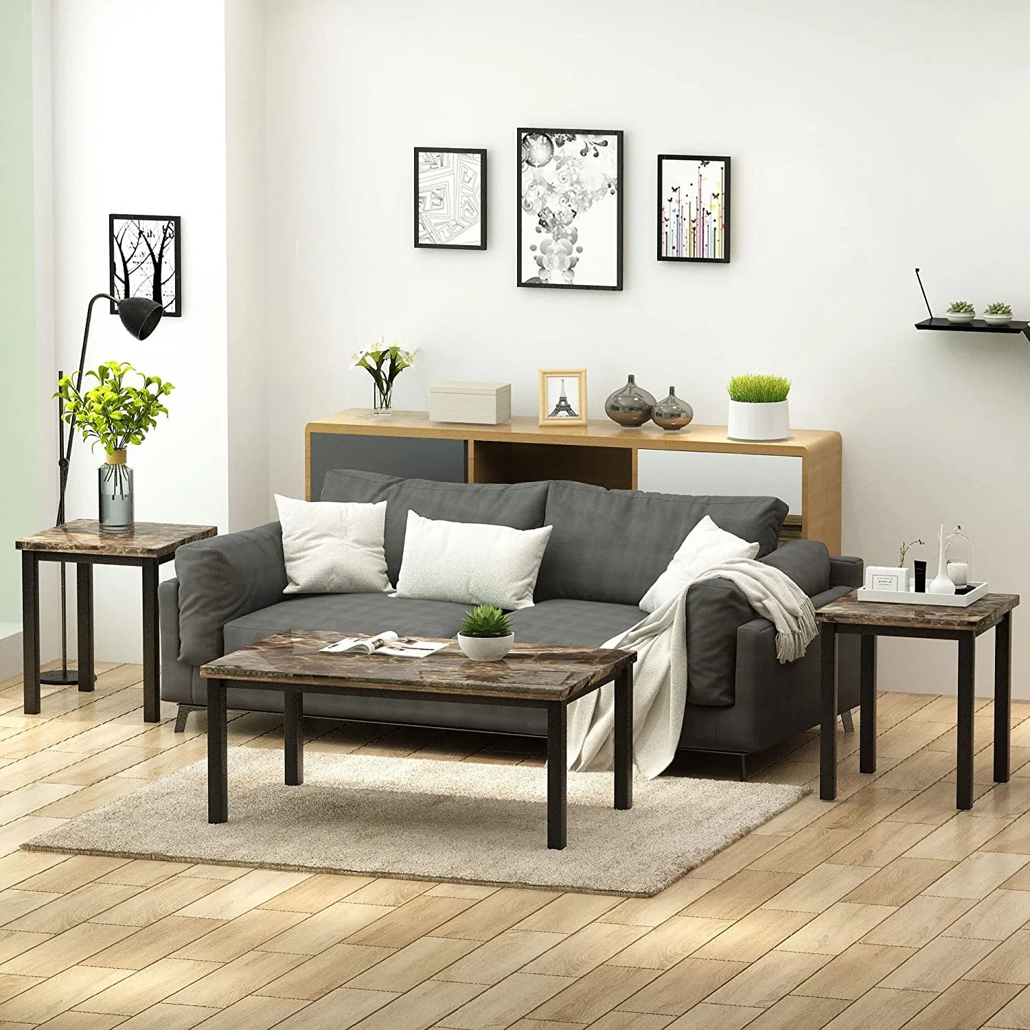 3 Piece Coffee Table Set with 2 End Tables N152650