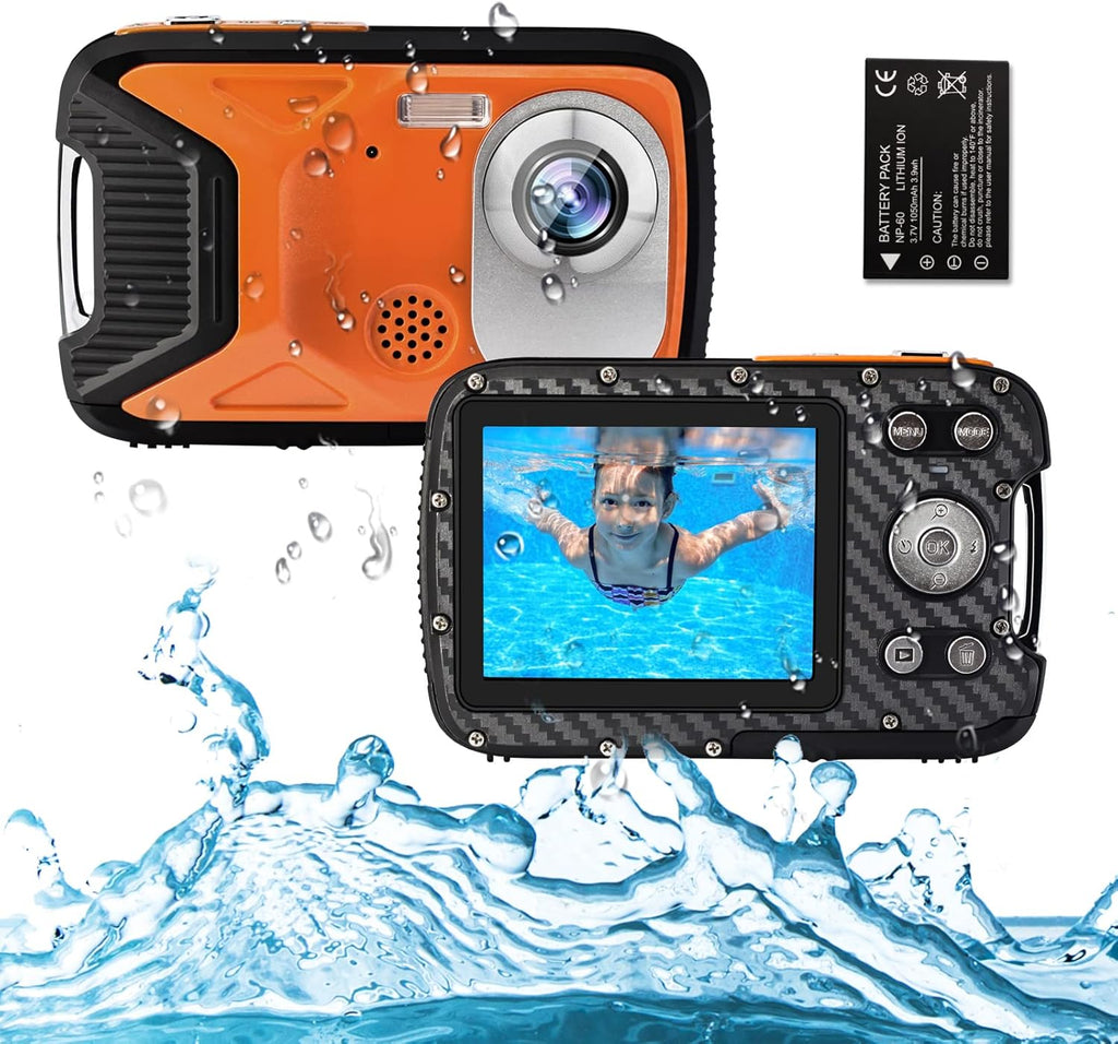 Waterproof Digital Camera with Flash 2.8 Inch LCD Orange Pack of 2 D35352
