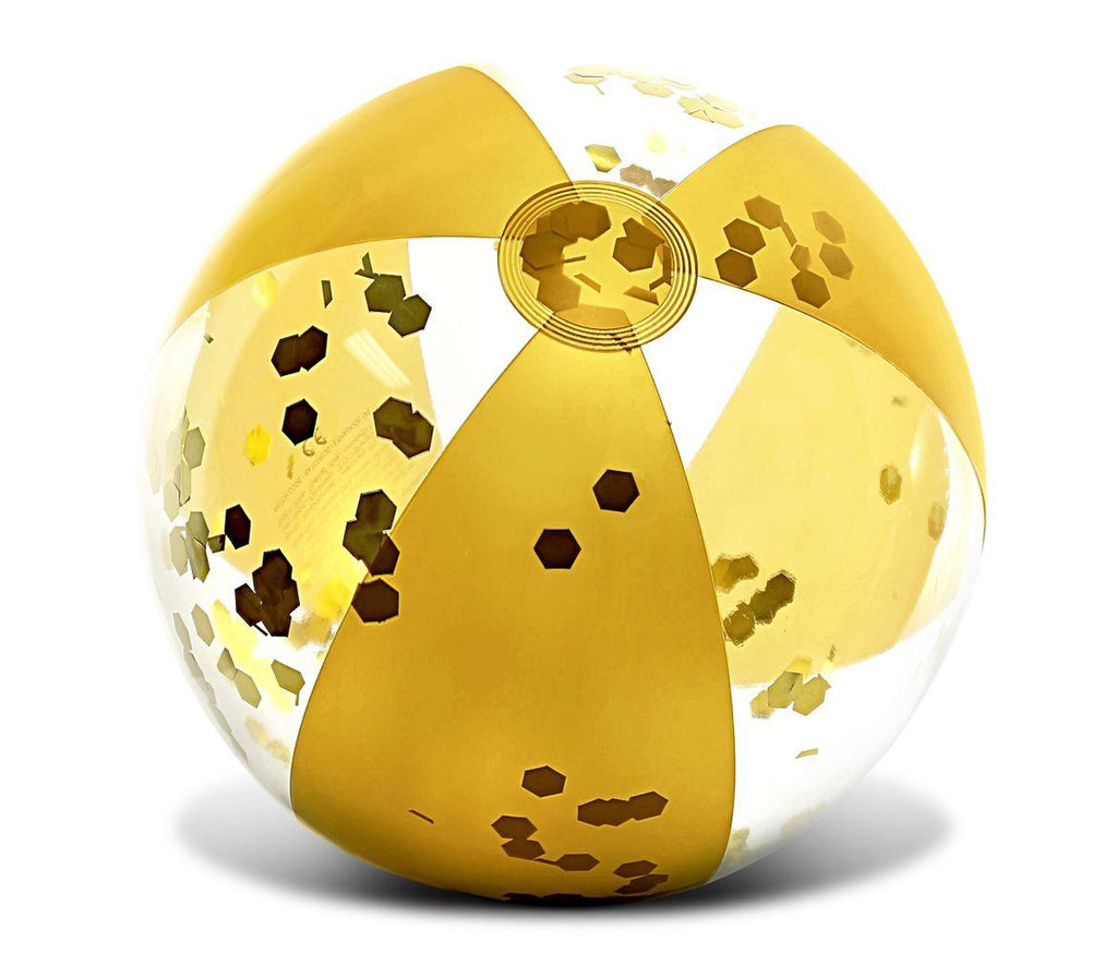 Inflatable Beach Balls Gold and Rose Gold Confetti 16 Inch Vinyl Pool Toy (2 Items) J66007