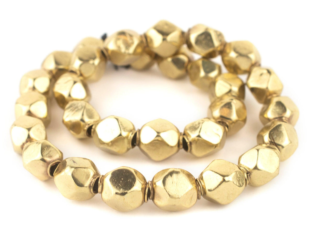 Brass Diamond Cut Hollow Tribal Beads (18mm) U12220