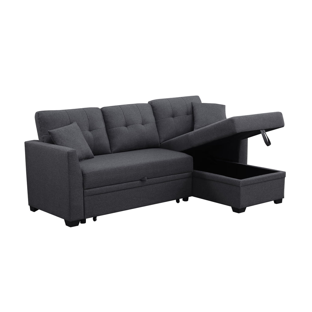 Dark Gray Sleeper Sofa with Chaise Storage L559757