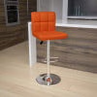 Orange Quilted Vinyl Adjustable Height Barstool with Chrome Base E3725