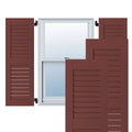 Cottage Red Exterior Wood Pine Louvered Shutters Per Pair L609
