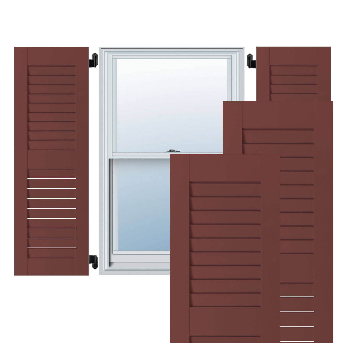 Cottage Red Exterior Wood Pine Louvered Shutters Per Pair L609