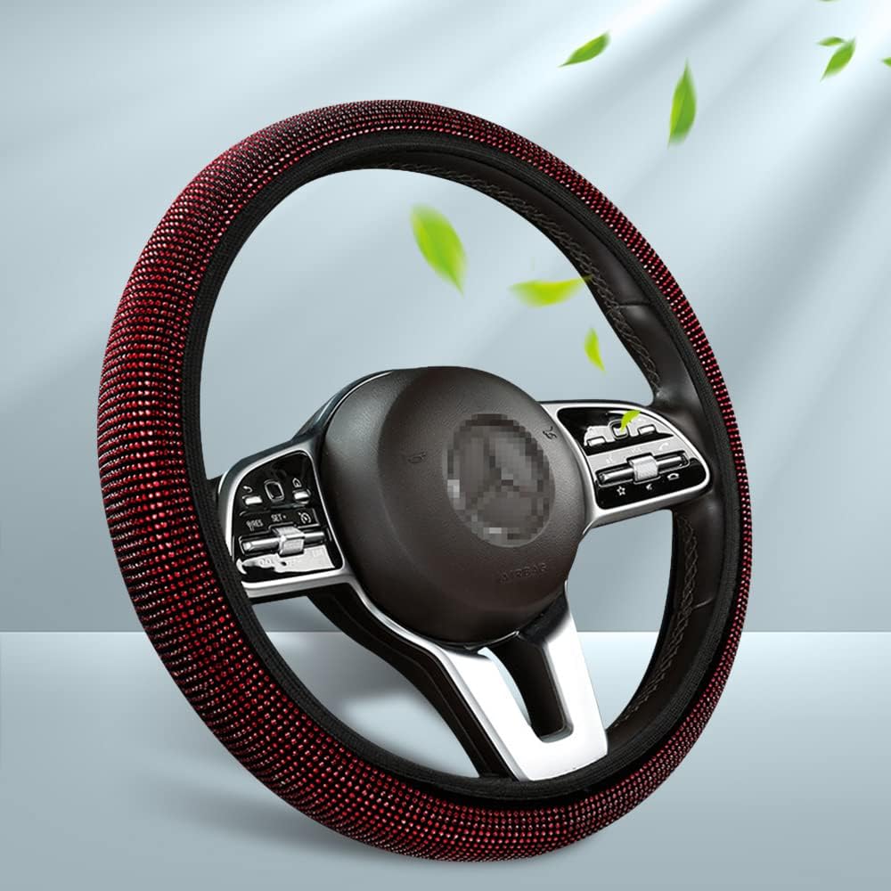 Black with White Diamond Crystal Steering Wheel Cover 15 inches O4067