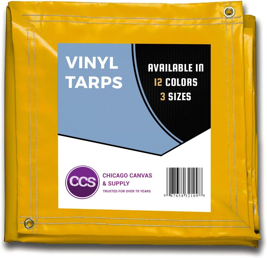 White 10 by 12 Feet Waterproof Vinyl Tarp with Rustproof Grommets E5950