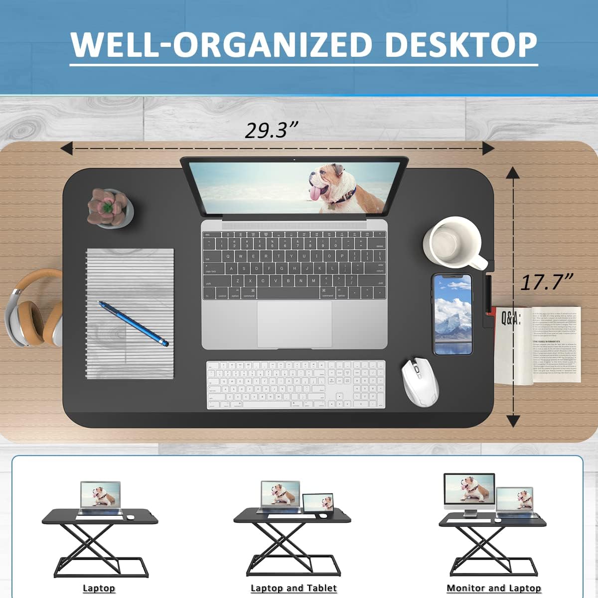 Compact Standing Desk Converter with Handle E5164