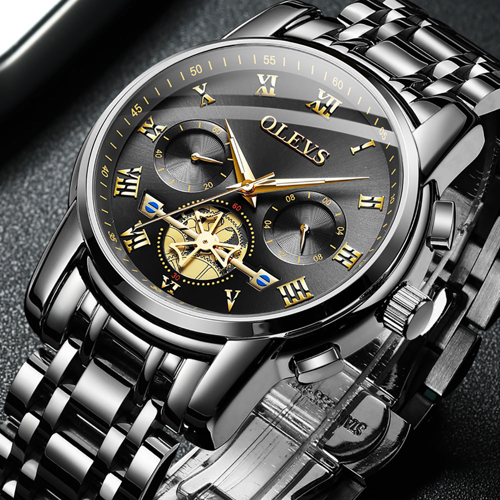 Black Chronograph Waterproof Wrist Watch Y498