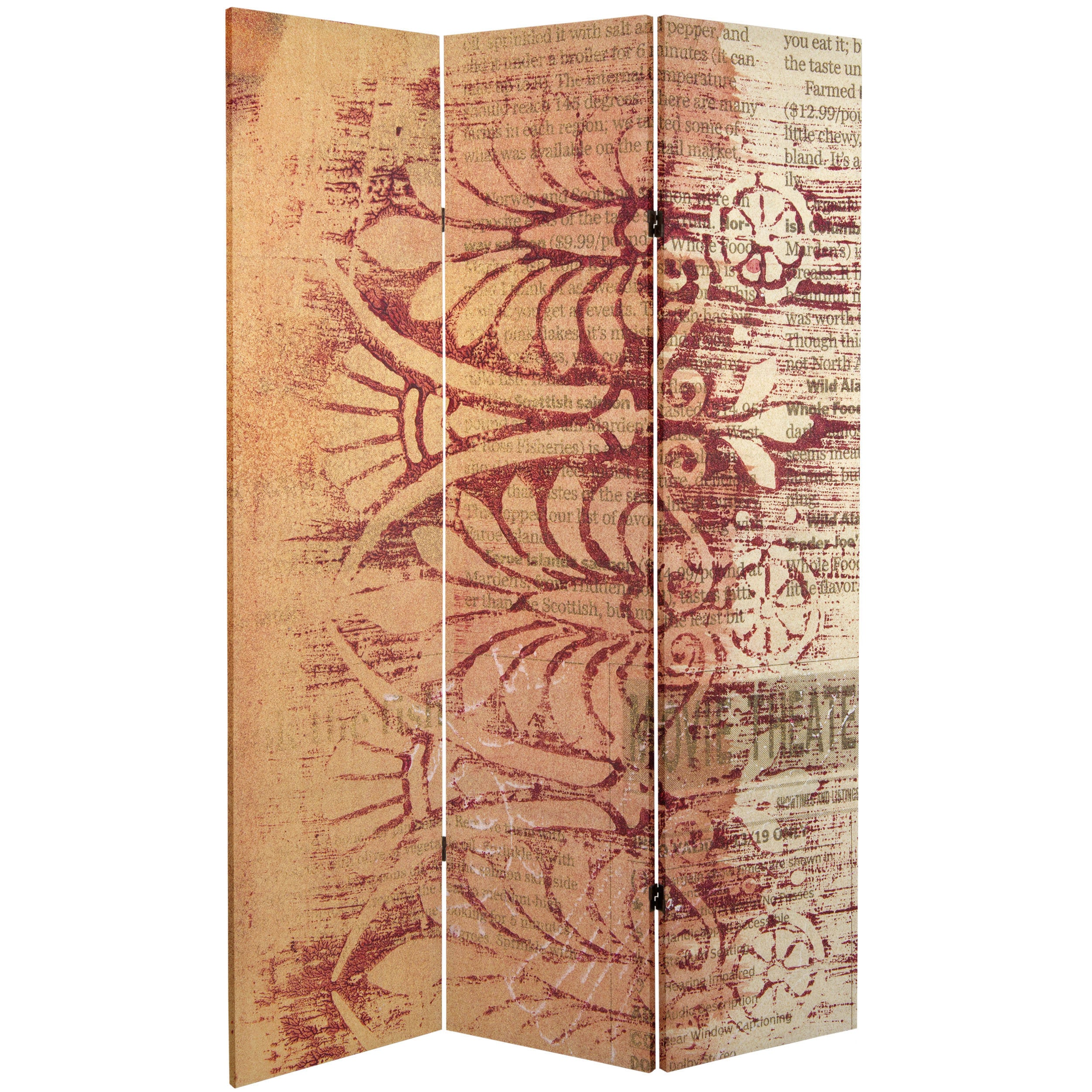 Rust/Gold Canvas Room Divider W54806