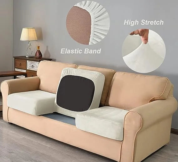 White 2 Seat Stretch Sofa Slipcover with Backrest and Cushion Covers T321