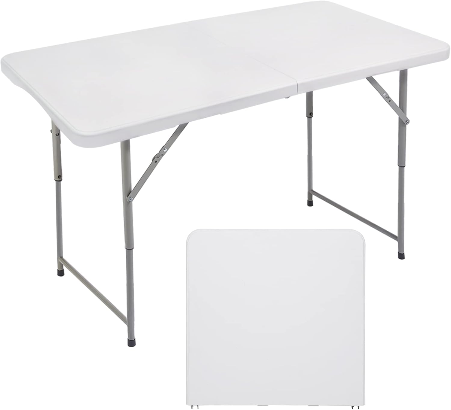 Folding Utility Table, 4ft Portable Plastic Picnic Party Dining Camp Table H803858
