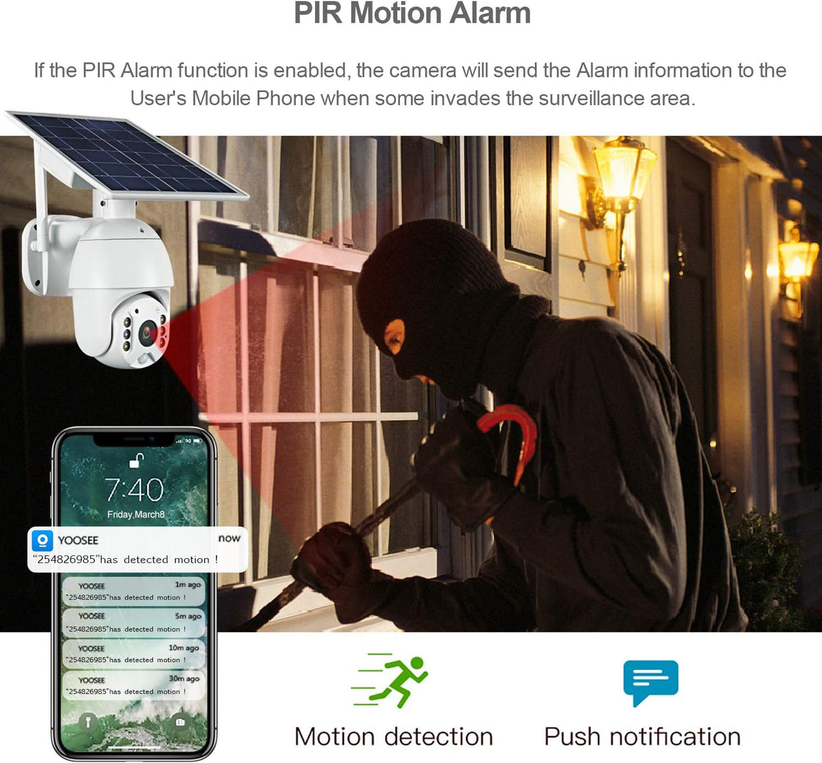 Wireless Solar Powered PTZ Security Camera with Rechargeable Battery Q5029