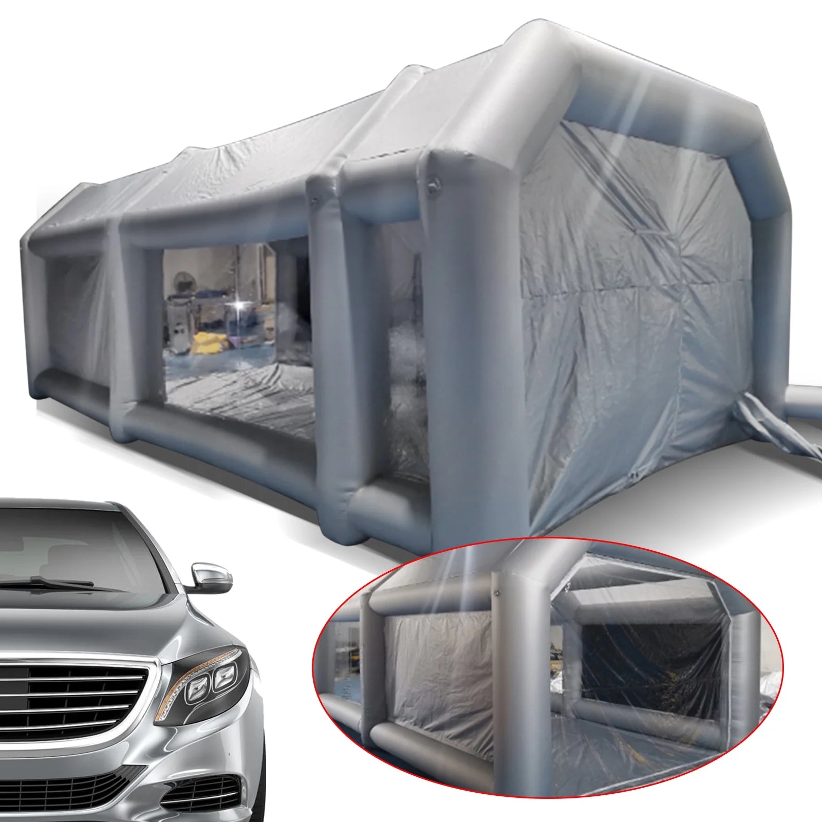 Portable Inflatable Spray Paint Booth Tent Car Workstation with Two Air Filter Nets 28 * 15 * 10Ft D5659