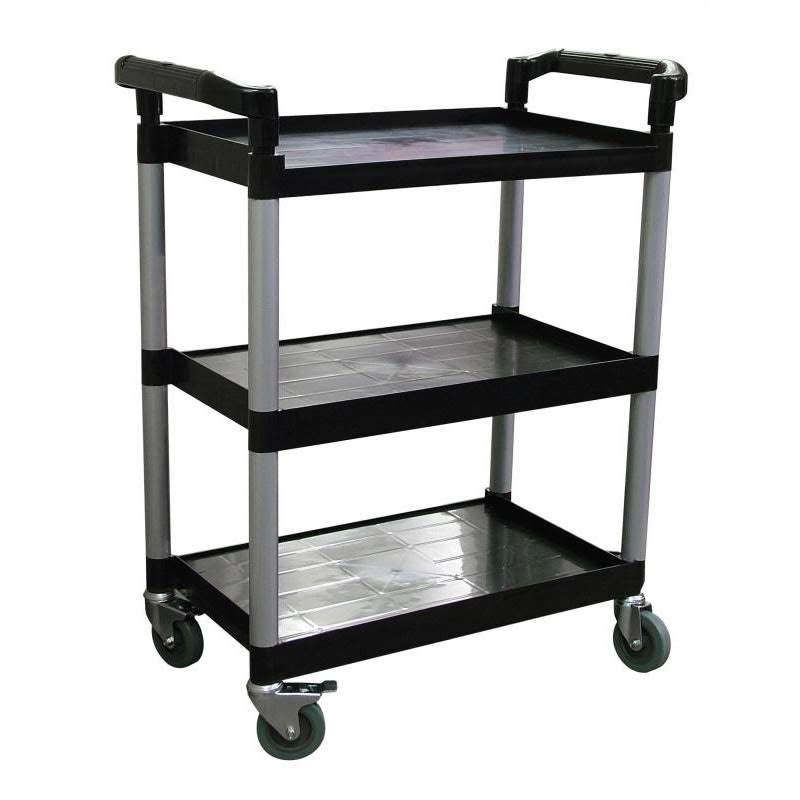 Black Plastic Bussing Cart with Tray D8511