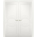 Solid French Double Doors 36 x 84 inches Matte White Wood D604997