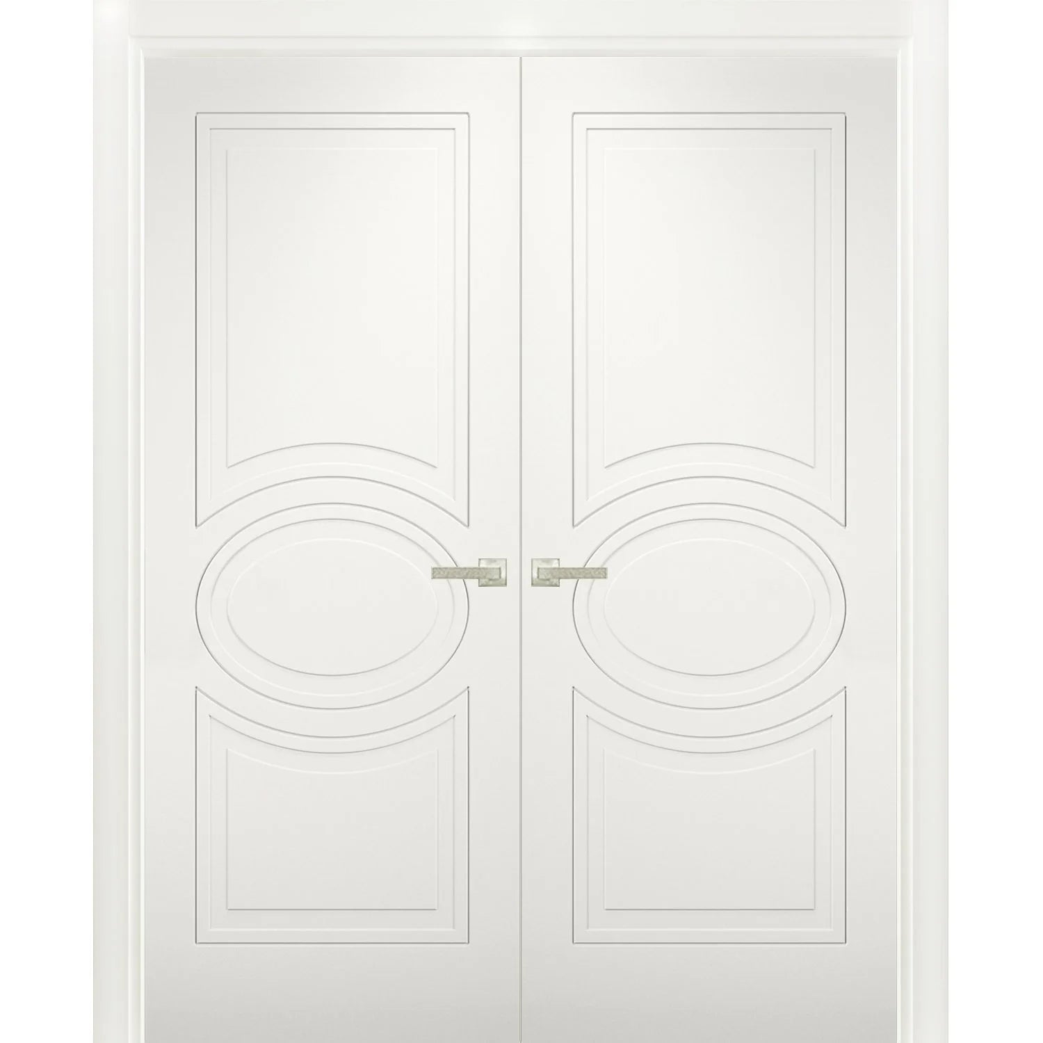 Solid French Double Doors 36 x 84 inches Matte White Wood D604997