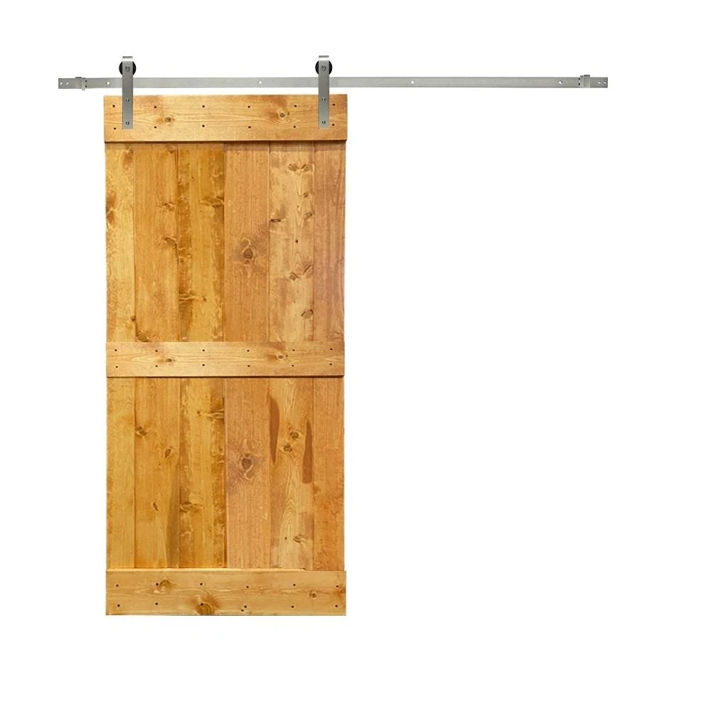 Stained Wooden Sliding Barn Door with Hardware Kit E6061