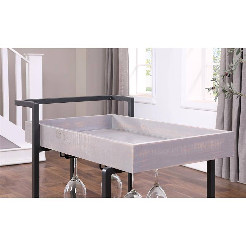 Antique Gray Wood Serving Cart J78678