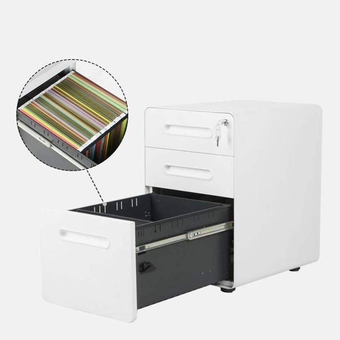 3-Drawer Metal Mobile File Cabinet with Locking Keys V9138