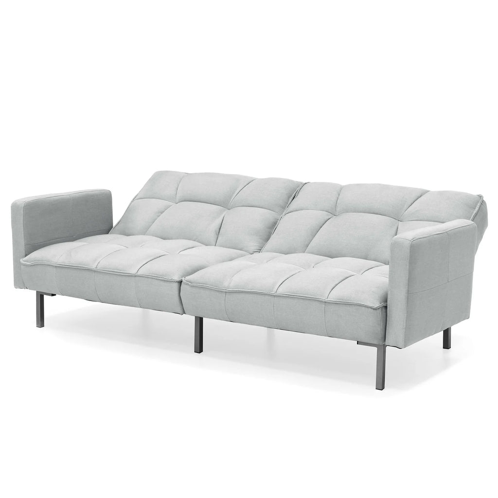 Gray Linen Convertible Futon with 2 Pillows X1724