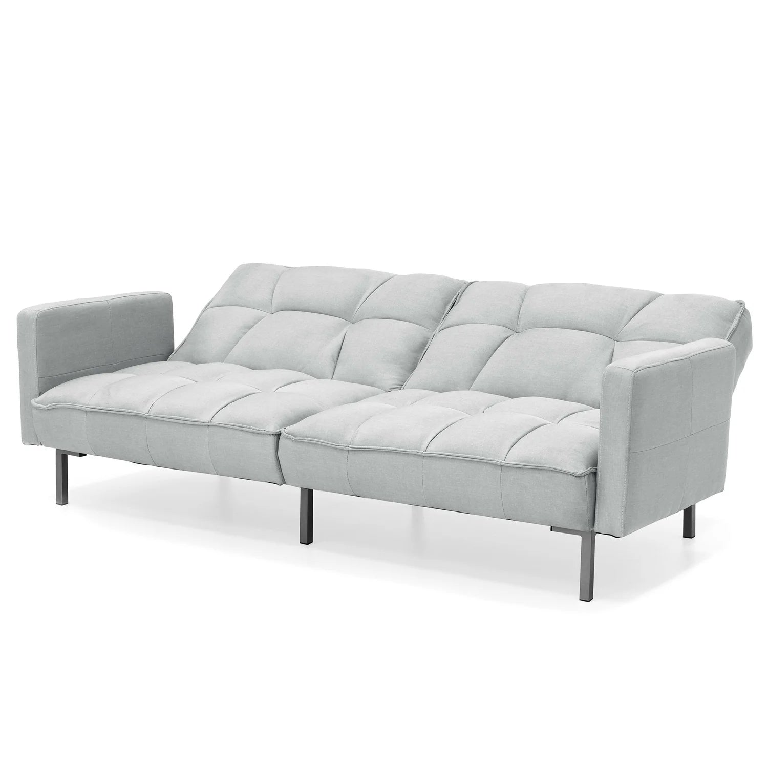 Gray Linen Convertible Futon with 2 Pillows X1724