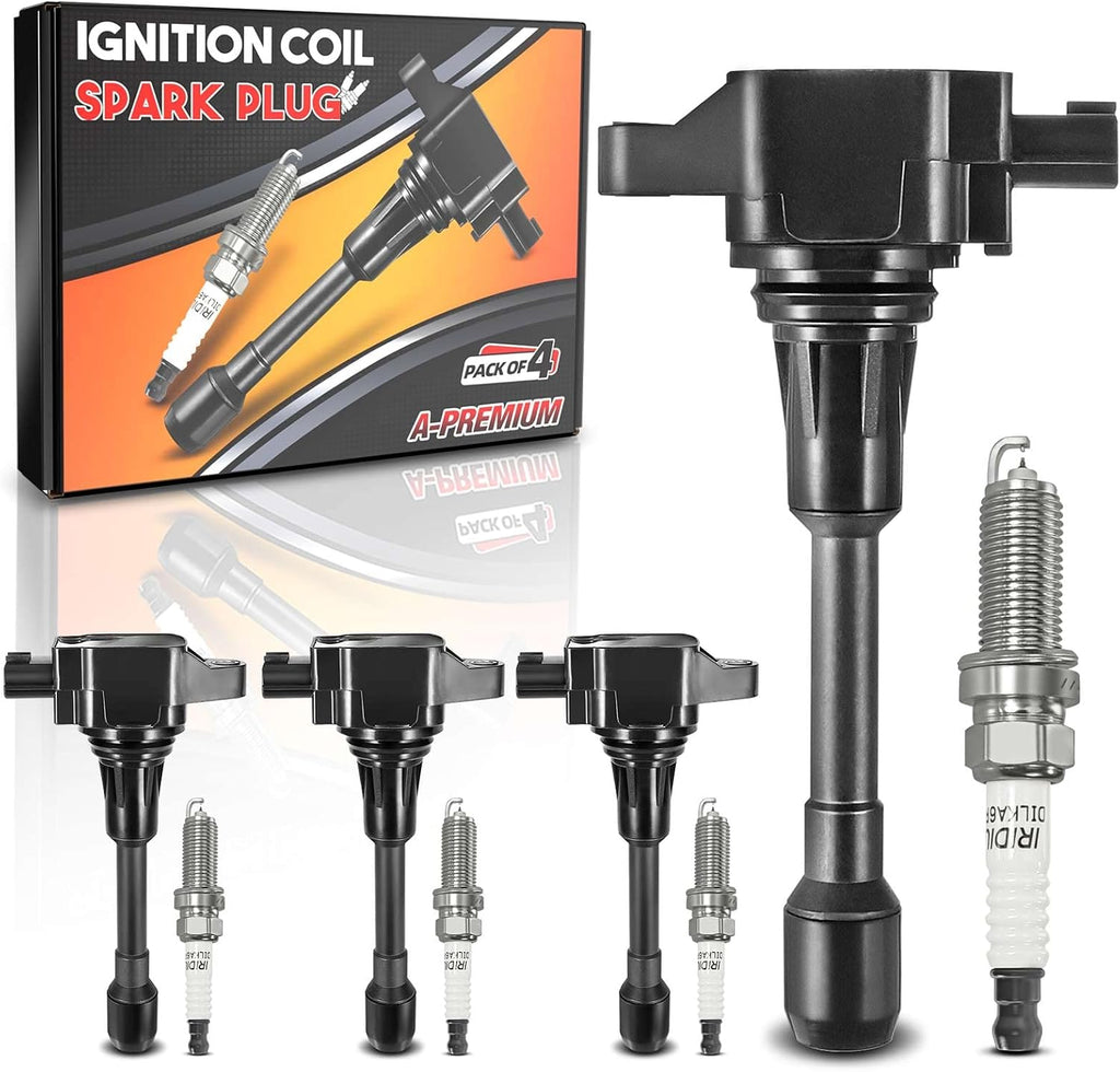 Ignition Coil and Iridium Spark Plug Kit Set of 4 F36496