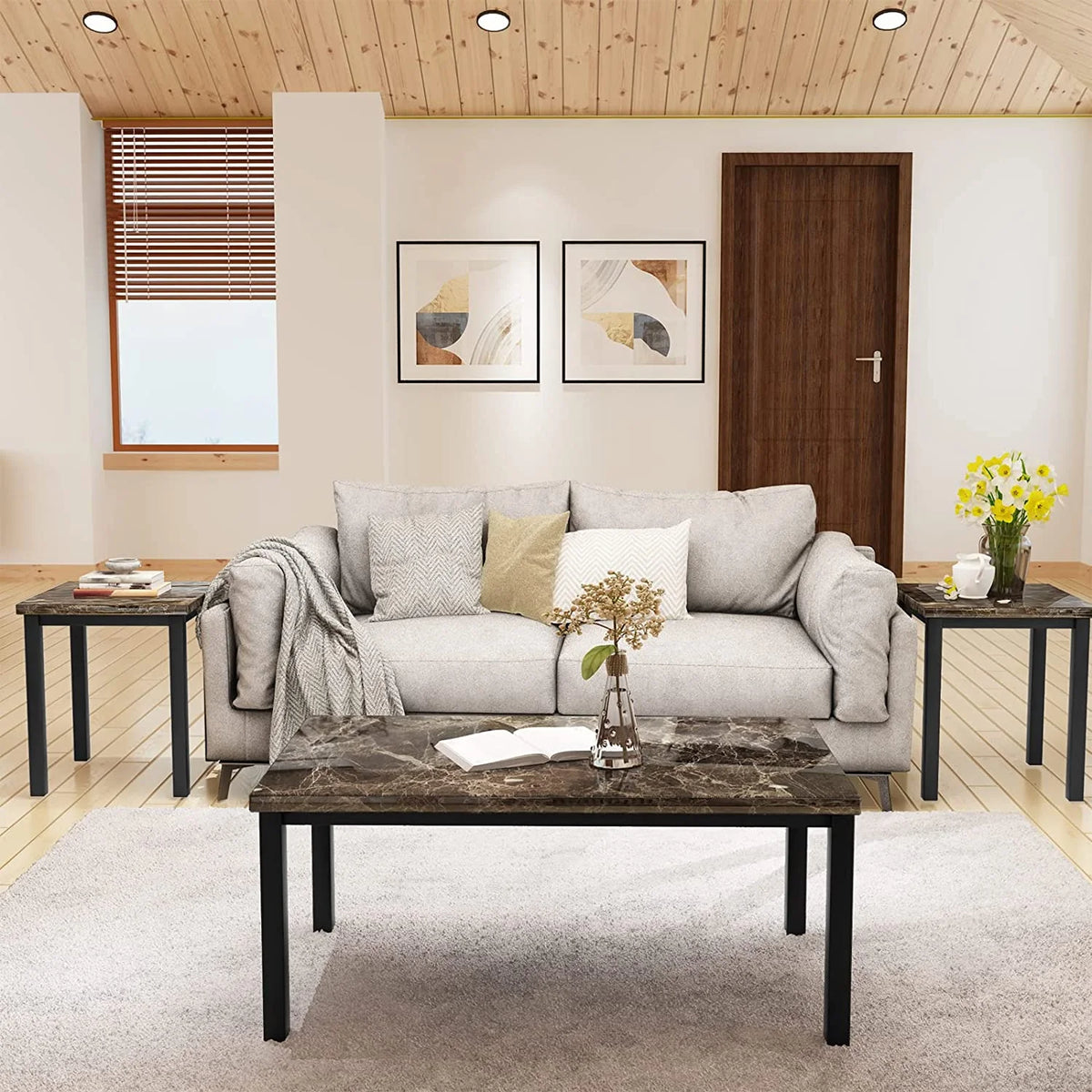 3 Piece Coffee Table Set with 2 End Tables N152650