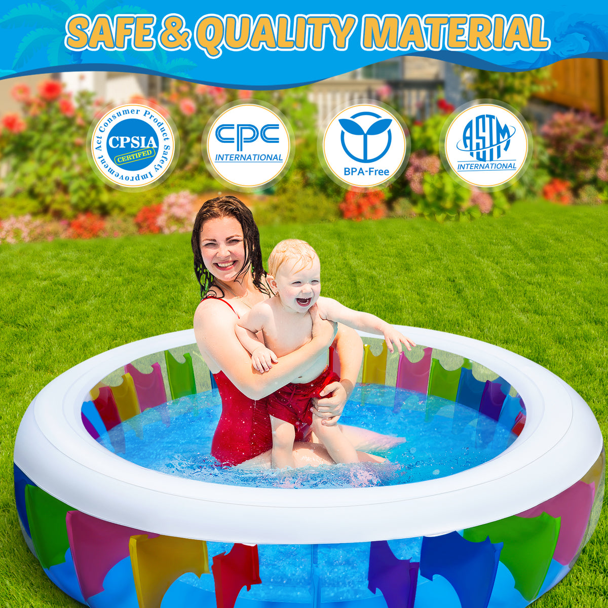 Inflatable PVC Pool with Sprinkler 180 x 180 x 40 cm K686