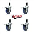 4 inch Blue Polyurethane Expanding Stem Caster Set with Total Lock Brake T857382