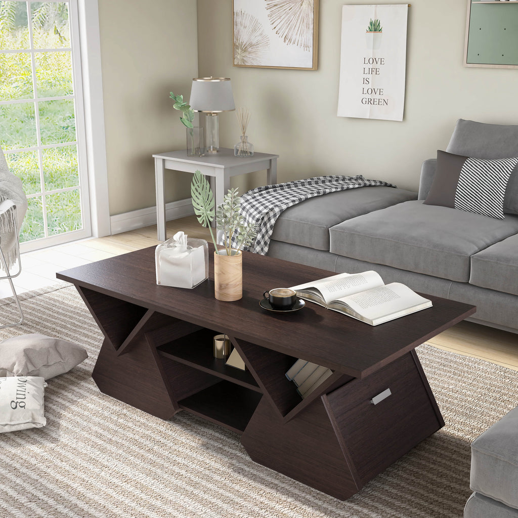 Espresso Wood Storage Coffee Table E4078