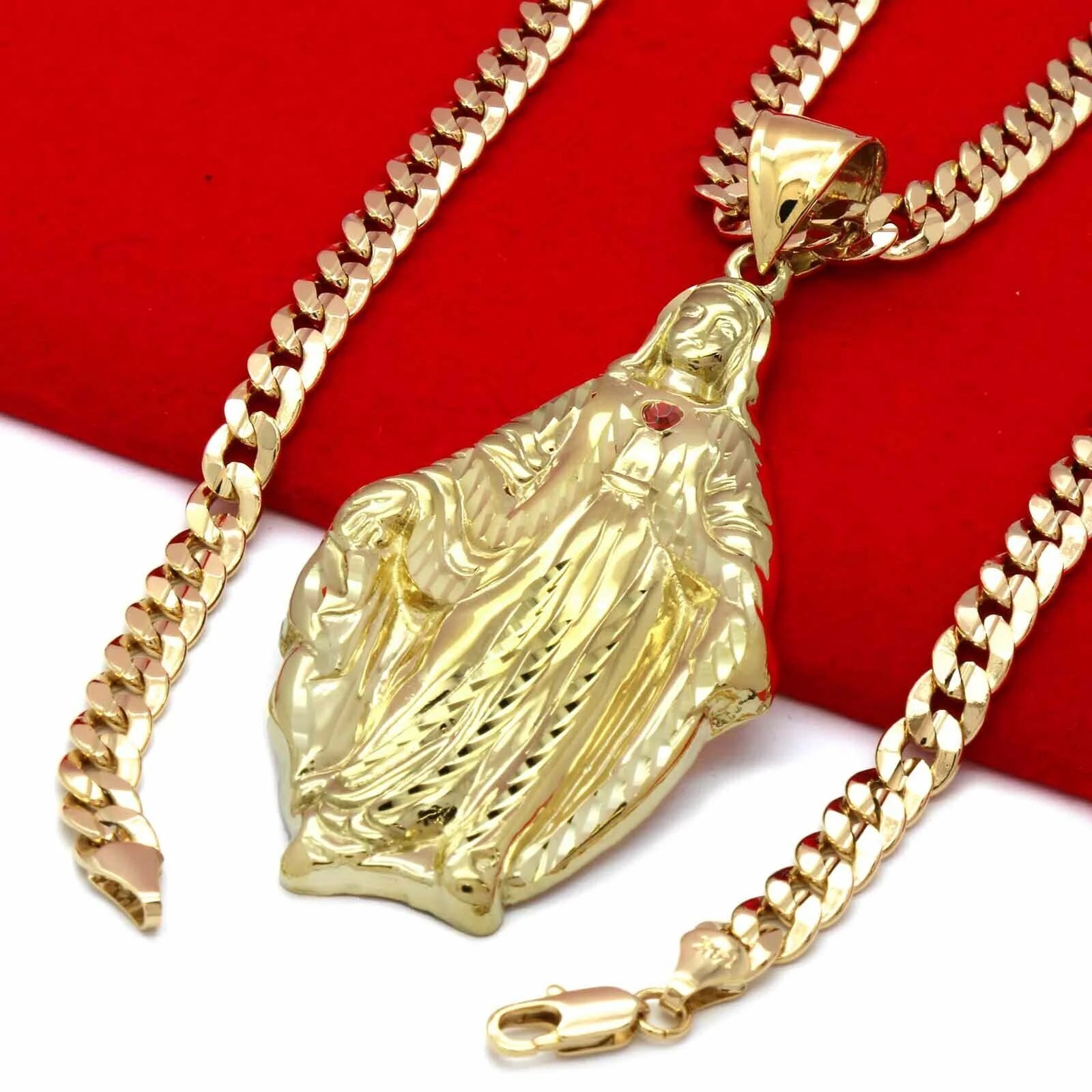Gold Plated Pendant & 24" 14K Cuban Chain Necklace Z2232