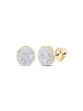 10kt Yellow Gold Round Diamond Cluster Earrings 1/4 Cttw R1128