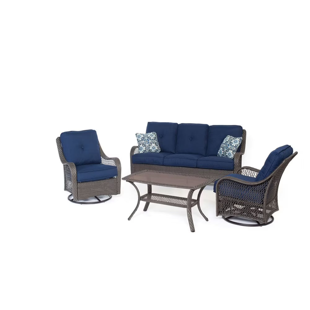 Navy Blue 4-Piece Patio Set V8179