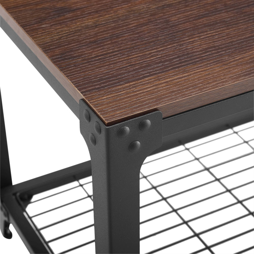 Urban Industrial Angle Iron Entry Bench Dark Walnut Z1896