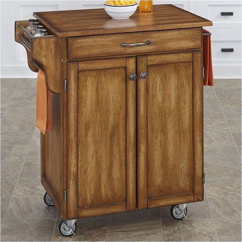 Wood Top Kitchen Cart in Warm Oak P1639