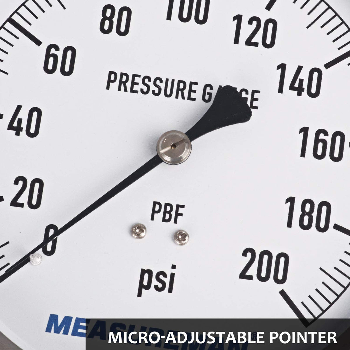 304 Stainless Steel Case Pressure Gauge, 0-200Psi, 4-1/2 Dial Size, 1/4 NPT Lower Mount M4159