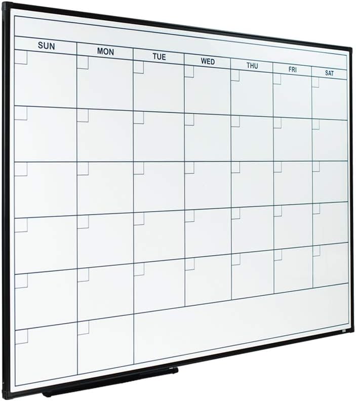 Black Aluminium Framed Magnetic Dry Erase Calendar Whiteboard 36 x 24 Inch S158440