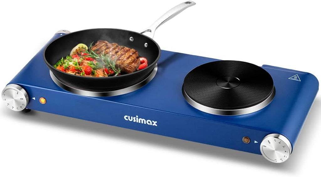 Double Hot Plates Electric Cooktop, Cast Iron, Black Stainless Steel, Pack of 2 F8222
