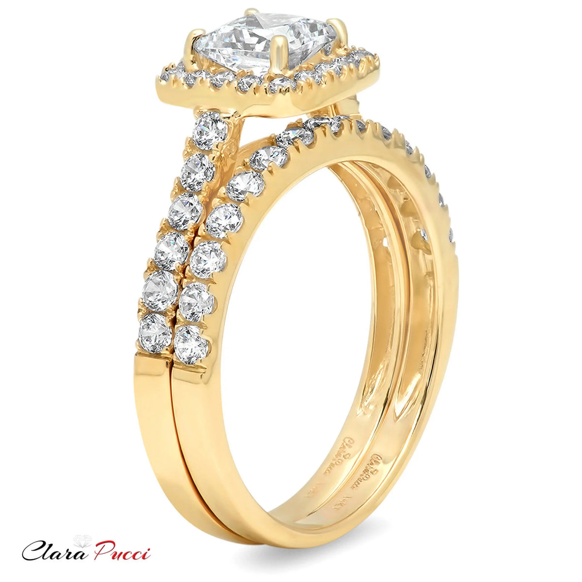 18K Yellow Gold Halo Engagement Ring Set B37628