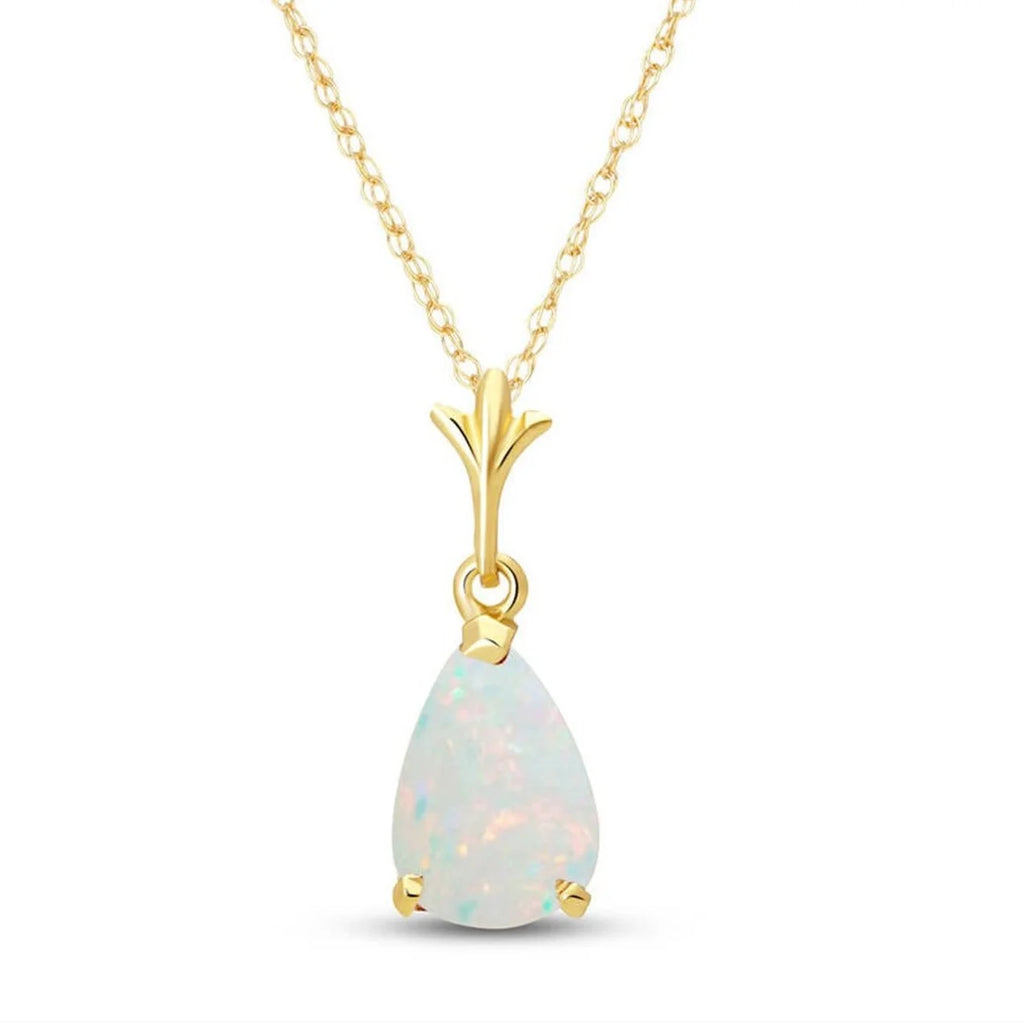 14k 20" Solid Yellow Gold Drop Pendant Necklace with Pear Shape 0.77 Carat Natural Vibrant T884