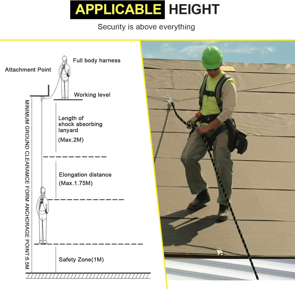 Rope Assembly 25 ft with Rope Grab Snap Hooks Shock Absorber CE Standard A47980