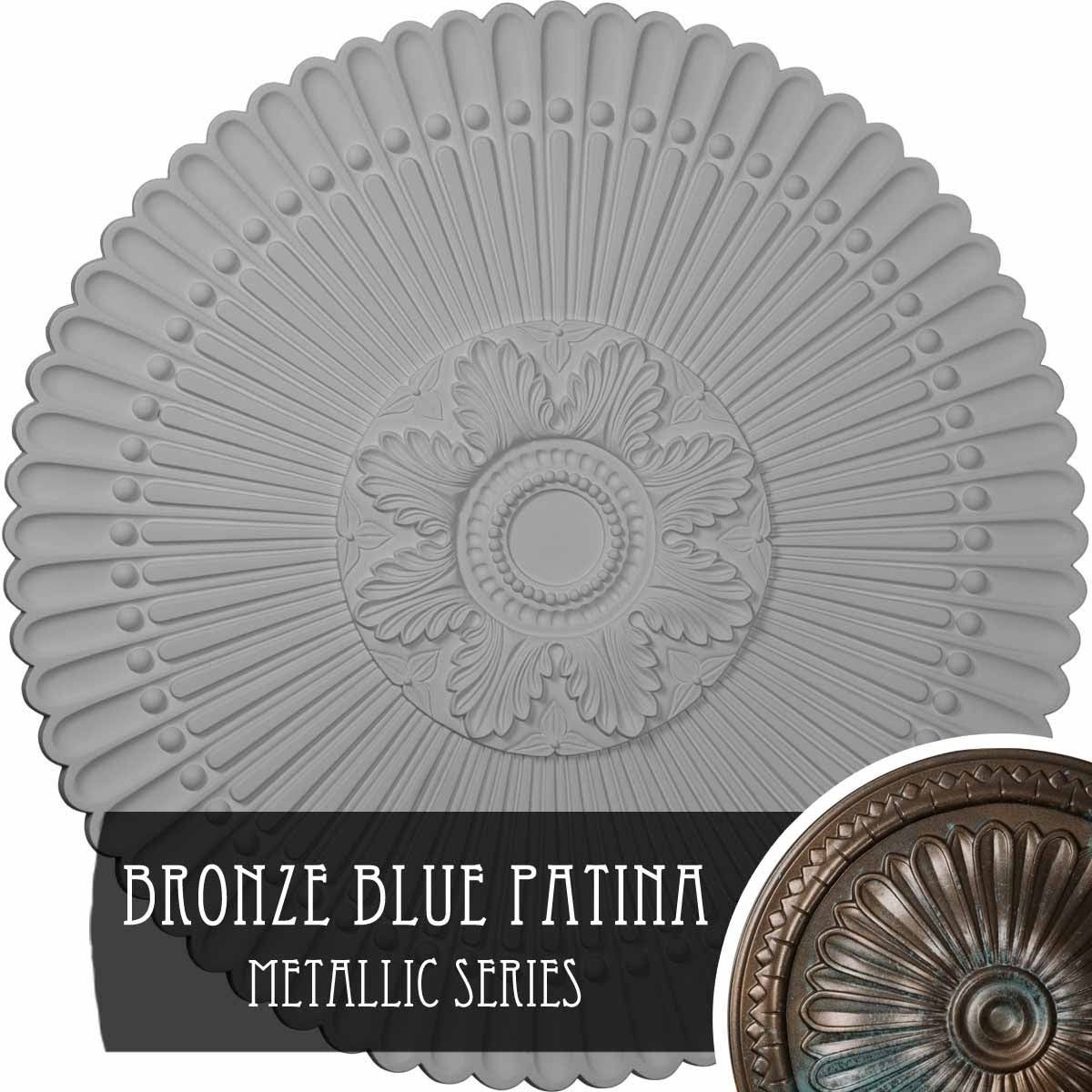 Hand-Painted Bronze Blue Patina Ceiling Medallion S264