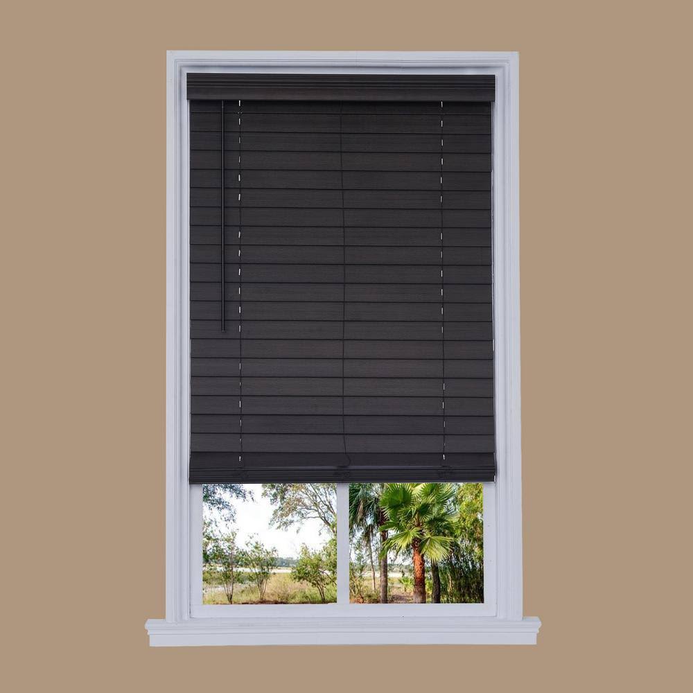 2.5-in Slat Width 42.75-in x 72-in Cordless Walnut Faux Wood Room Darkening Horizontal Blinds in Brown X343