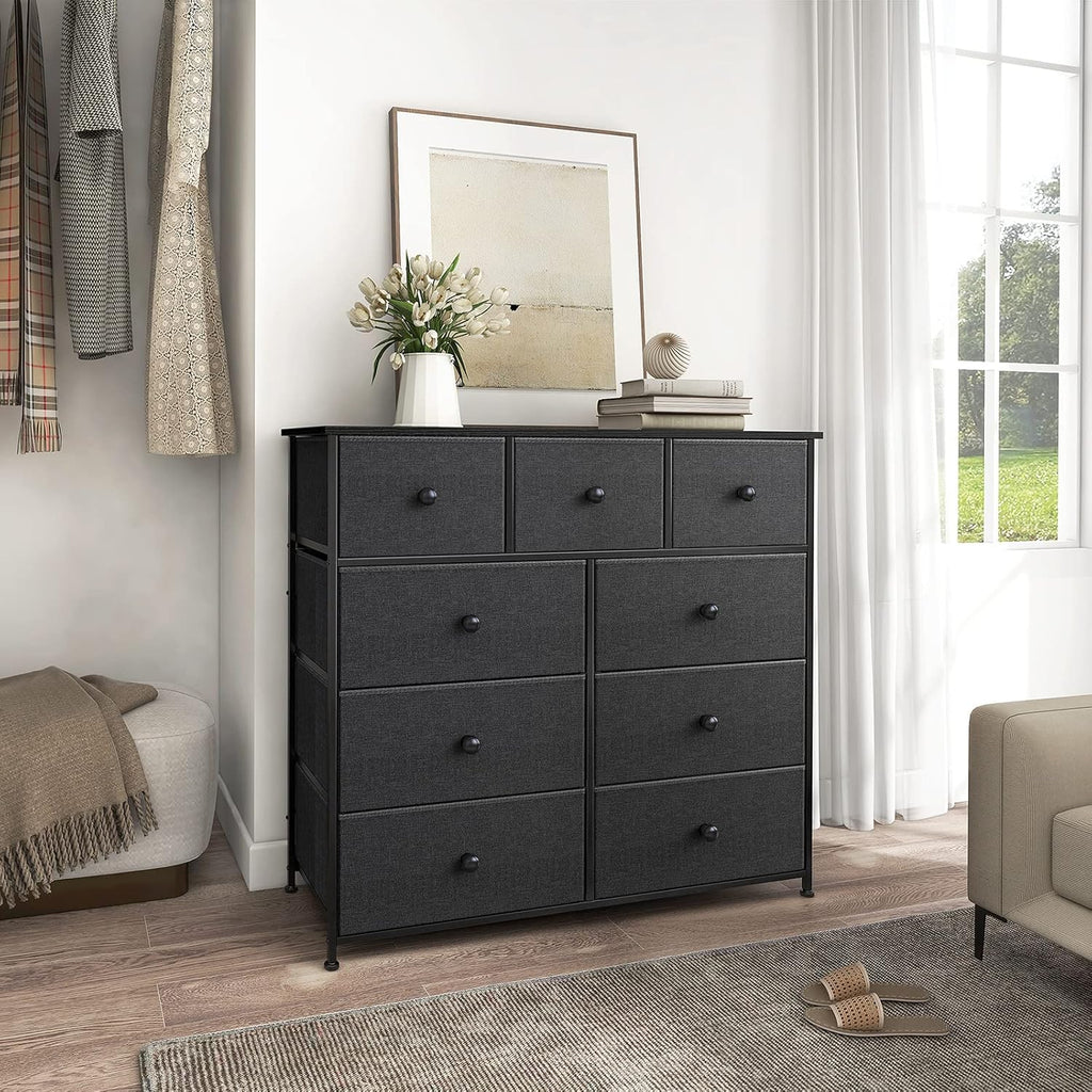 9 Drawer Steel Frame Wooden Top Dresser M56831