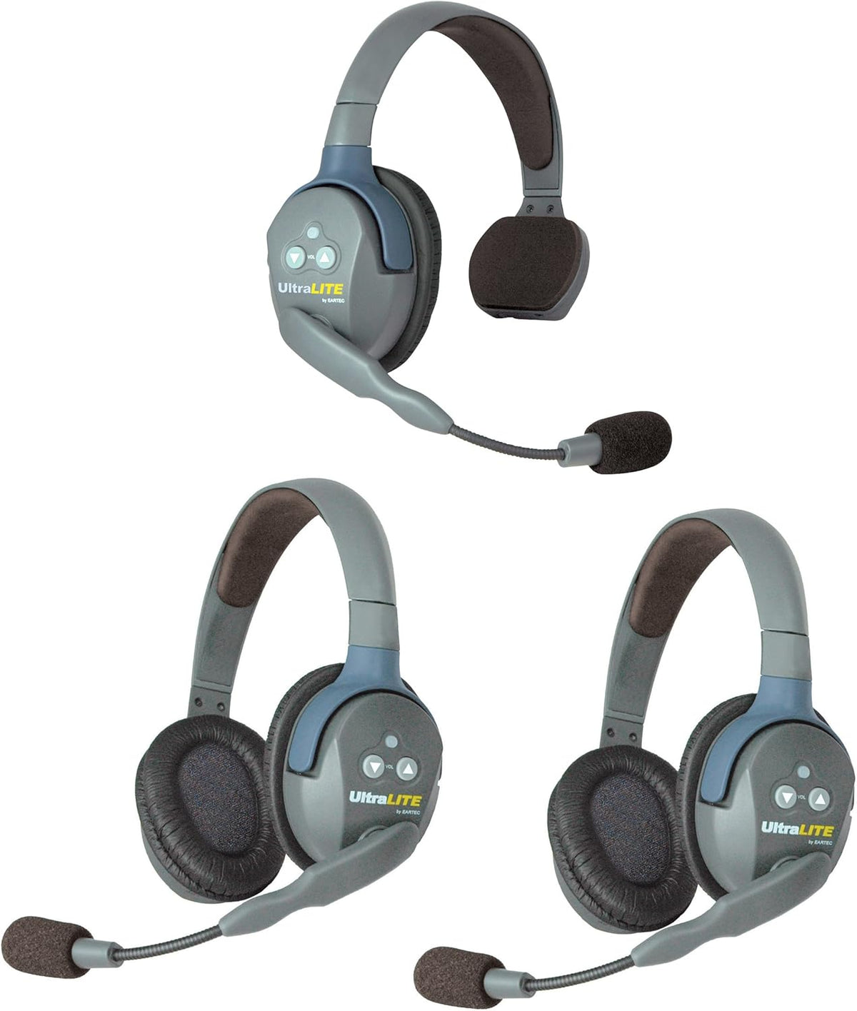 Full Duplex Wireless Intercom System for 3 Users with Single-Ear Master Headset and 2 Dual Ear Remote Headsets Z1468