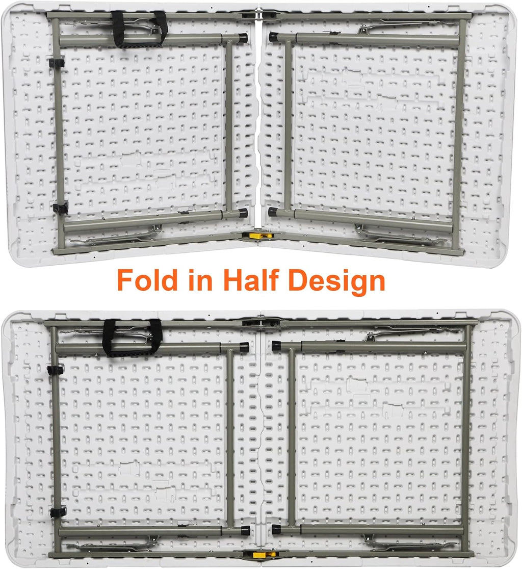Folding Utility Table, 4ft Portable Plastic Picnic Party Dining Camp Table H803858