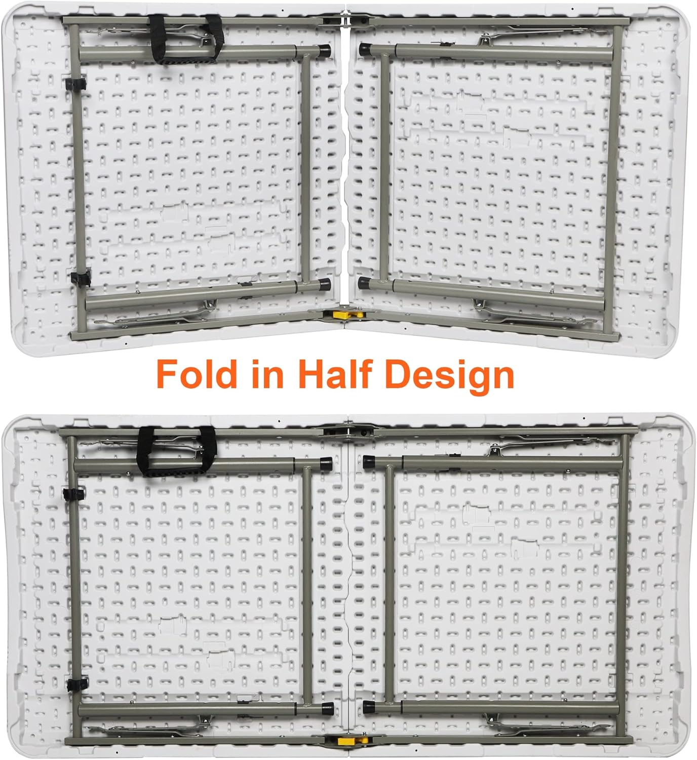 Folding Utility Table, 4ft Portable Plastic Picnic Party Dining Camp Table H803858