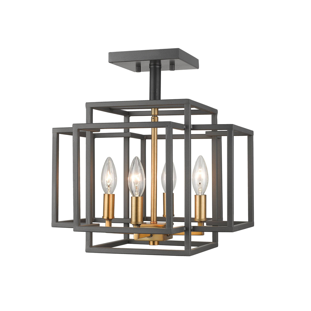 Bronze/Gold 4-Light Semi Flush Mount T967893