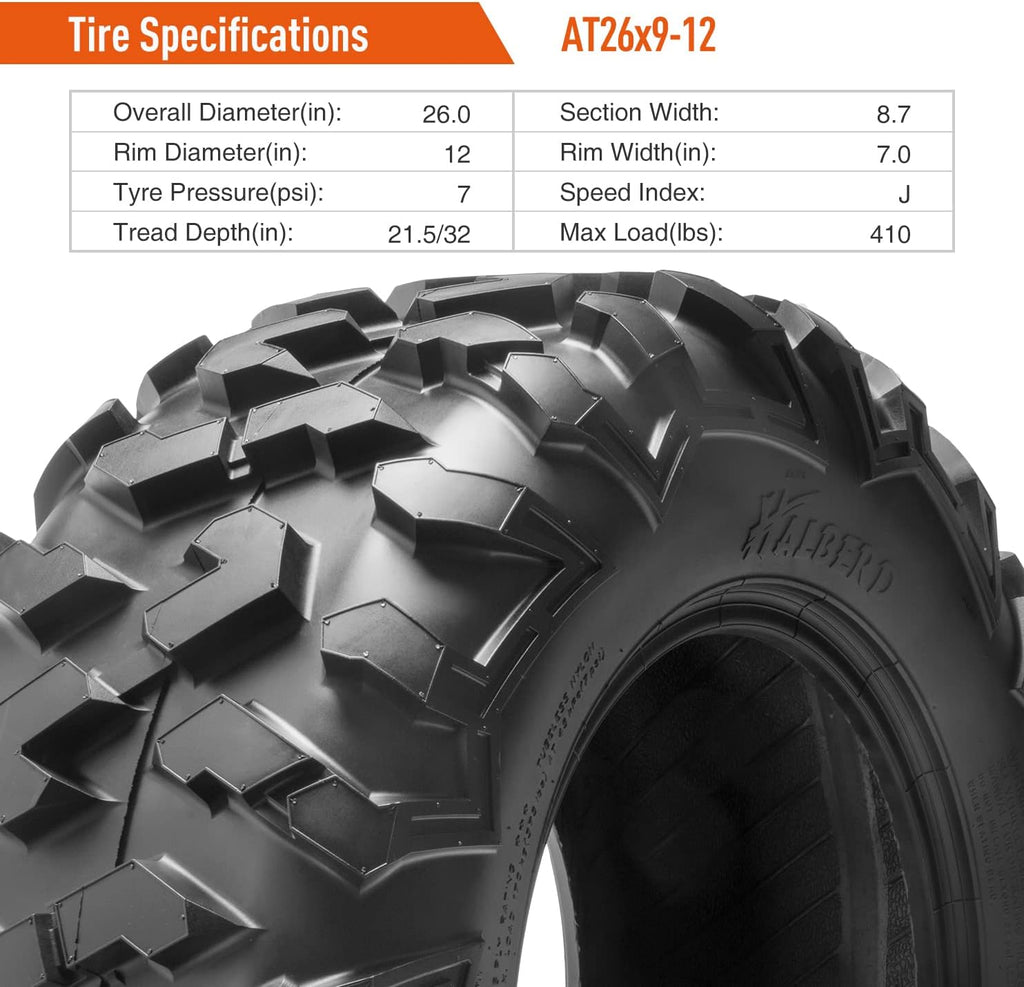 26x9-12 & 26x11-12 6PR All Terrain ATV UTV Off-Road Tires (Set of 4) O331967