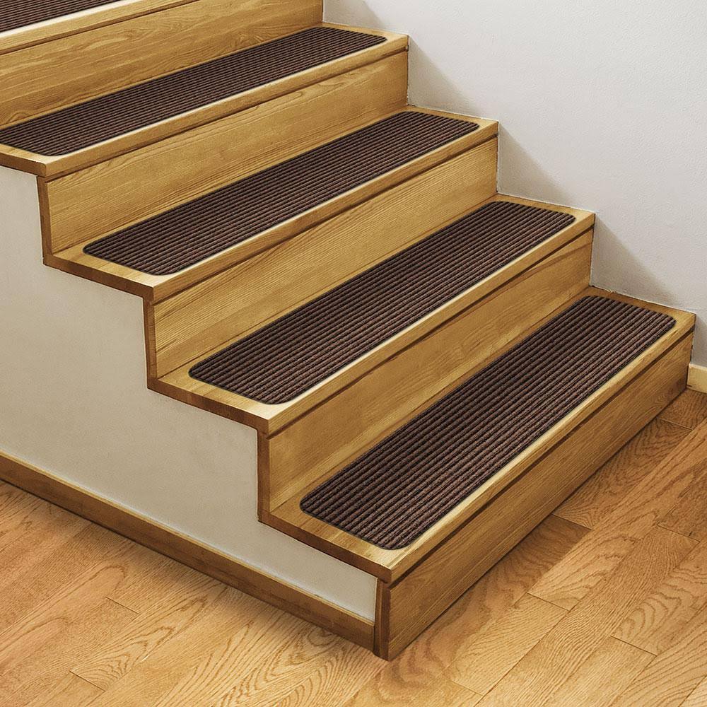 Set of 15 Skid-Resistant Carpet Stair Treads Bittersweet Brown 8 Inches x 23.5 Inches L2017